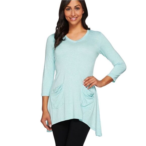 Lori Goldstein Tops - Lori Goldstein Heather Knit Top w/ Asymmetric Hem